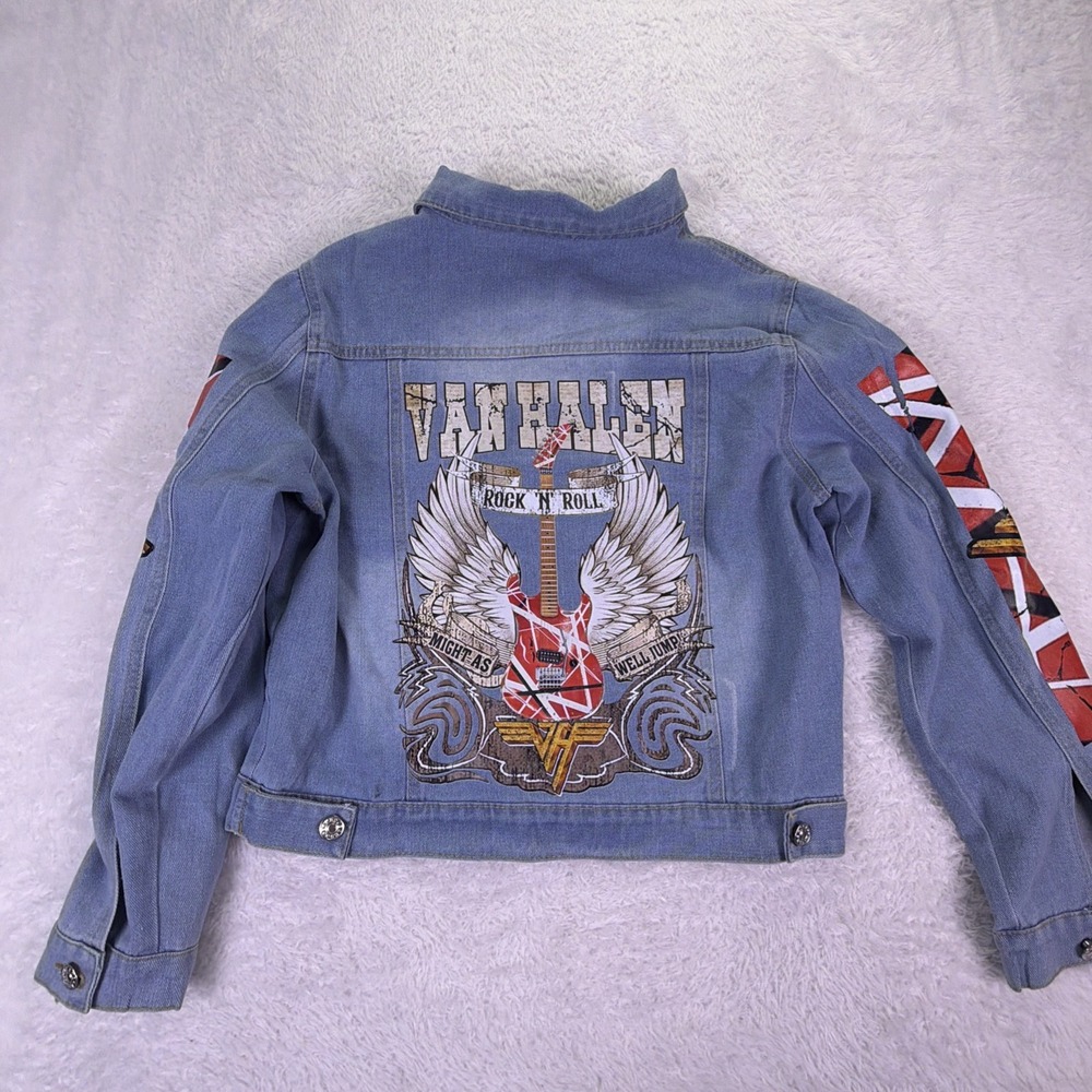 Vintage Van Halen Rock N Roll Denim Jean Jacket Women's Small - See Measurements